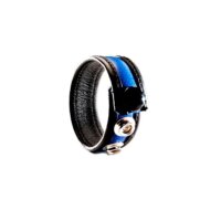 3 Snap Leather Cock Ring - Black - Blue