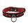 Leather Studded O-Ring Collar - Red