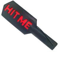 Leather Hit Me Paddle With Studs Black - Red
