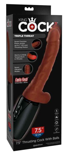 King Cock Plus 7,5" Thrusting with Balls Brown