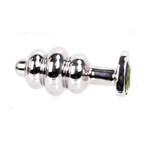 Kiotos - Heartshaped Jewelled Ribbed Buttplug 4 cm