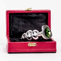 Kiotos - Heartshaped Jewelled Ribbed Buttplug 4 cm