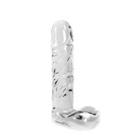 Glass Dildo Clear Penis Round with Balls
