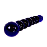 Glass Dildo Black/Blue Beads