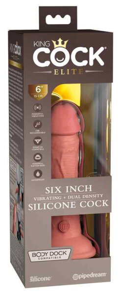 King Cock Elite 6“ Vibrating + Dual Density Silicone Cock Light