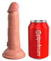King Cock Elite 6“ Vibrating + Dual Density Silicone Cock Tan