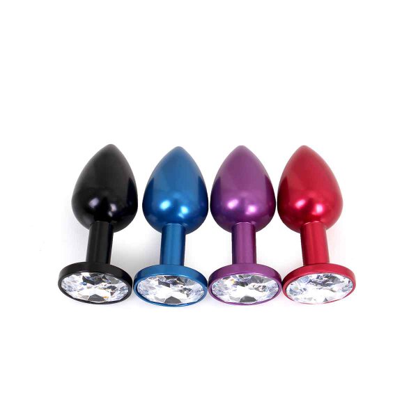 Kiotos - Aluminium Buttplug Purple with Clear Gem 2,8 cm
