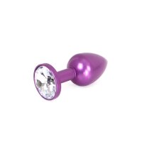 Kiotos - Aluminium Buttplug Purple with Clear Gem 2,8 cm