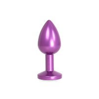 Kiotos - Aluminium Buttplug Purple with Clear Gem 2,8 cm