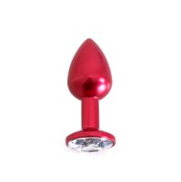Kiotos - Aluminium Buttplug Red with Clear Gem 2,8 cm