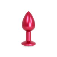Kiotos - Aluminium Buttplug Red with Clear Gem 2,8 cm