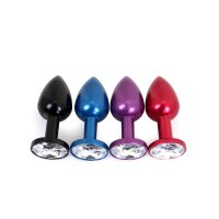 Kiotos - Aluminium Buttplug Red with Clear Gem 2,8 cm