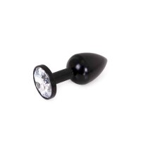 Aluminium Buttplug Black with Clear Gem