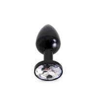 Aluminium Buttplug Black with Clear Gem
