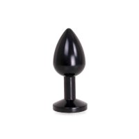 Aluminium Buttplug Black with Clear Gem