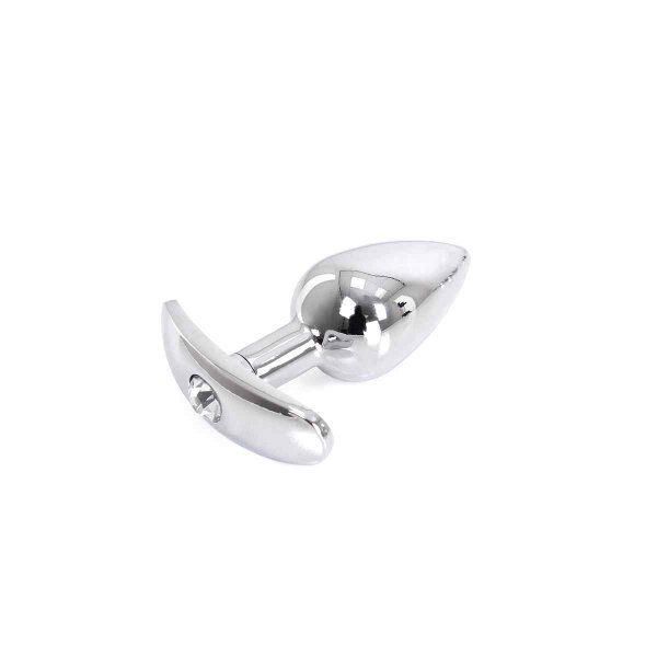 Aluminium Handle Buttplug Clear Gem