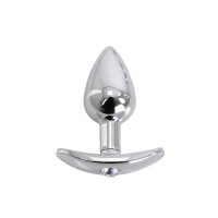 Aluminium Handle Buttplug Clear Gem