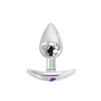 Aluminium Handle Buttplug Purple Gem