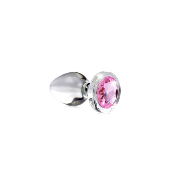 Pink Gem Glass Anal Plug Small