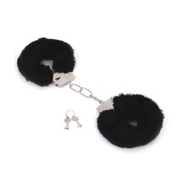 Budget Thin-Metal Black Plush Handcuffs