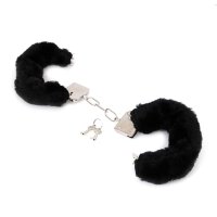 Budget Thin-Metal Black Plush Handcuffs