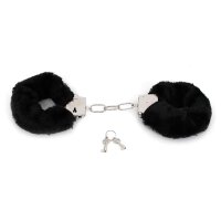 Budget Thin-Metal Black Plush Handcuffs
