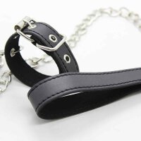 Leather Buckle Ring with Leash