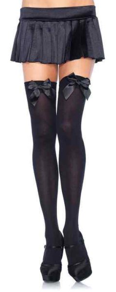 Leg Avenue - Opaque thigh Highs with Satin Bow Accent One Size