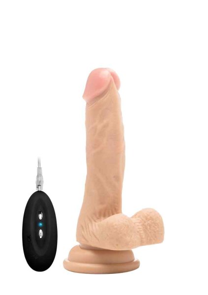 Vibrating Realistic Cock - 7" - With Scrotum - Skin