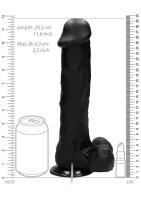 Vibrating Realistic Cock - 11" - With Scrotum - Black