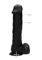 Vibrating Realistic Cock - 11" - With Scrotum - Black