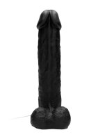 Vibrating Realistic Cock - 11" - With Scrotum - Black