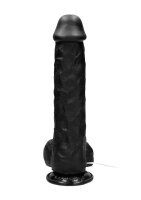 Vibrating Realistic Cock - 11" - With Scrotum - Black
