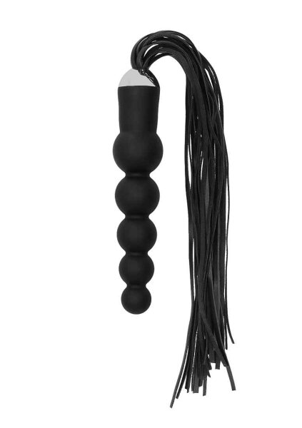 Black Whip with Curved Silicone Dildo Black