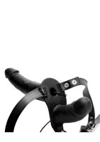 Strap U Supreme Pleasure Vibrating Double Ended Dildo w/Harness Black