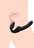 Slim Rider Ribbed Vibrating Strapless Strap-on Black