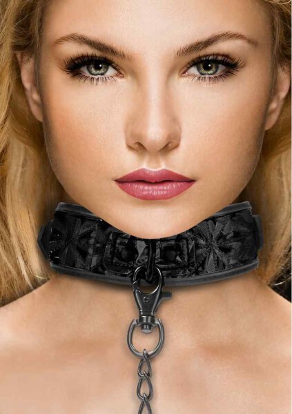 Luxury Collar with Leash Black