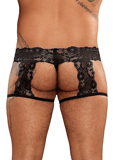 "Scandal Lace" G-String Garter Short - L/XL