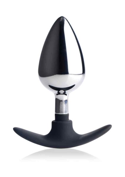 Dark Invader Metal & Silicone Anal Plug - Large - Silver