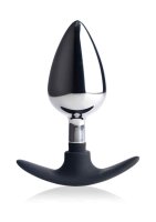 Dark Invader Metal & Silicone Anal Plug - Large - Silver