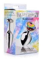 Rainbow Prism Heart Anal Plug - Medium - Silver