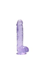 Realistic Dildo With Balls - Purple 17 cm
