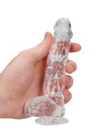Realistic Dildo With Balls - Transparent 17 cm