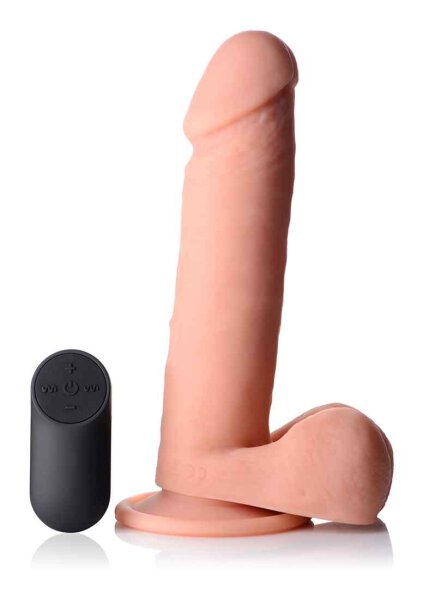 8 Inch Vibrating Remote Control Silicone Dildo with Balls - Flesh