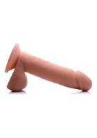 8 Inch Vibrating Remote Control Silicone Dildo with Balls - Flesh