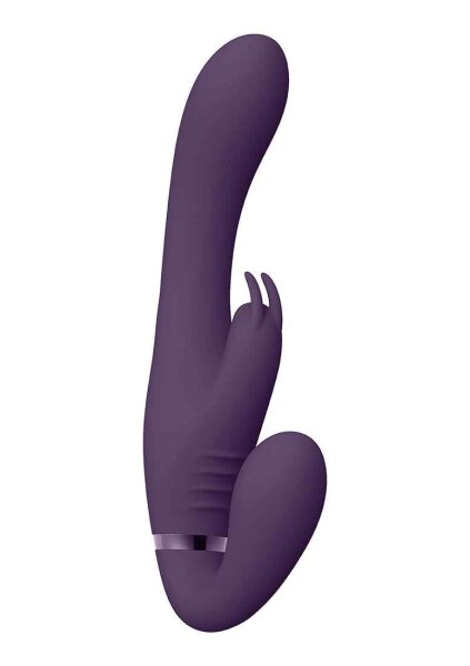 Suki Vibrating Strapless Strap-on Rabbit Purple