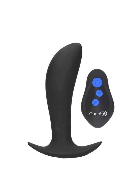 Ouch! E-stim & Vibrating Butt plug with Remote - Black