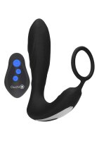 Ouch! E-stim & Vibr Butt plug with Cockring and Remote - Black