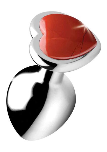 Booty Sparks Gemstones Red Jasper Heart Medium Anal Plug 3,4 cm