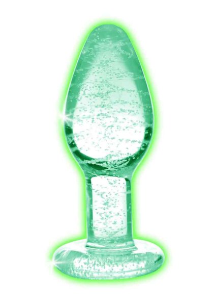 Booty Sparks Glow-In-The-Dark Glass Anal Plug - Small 2,7 cm
